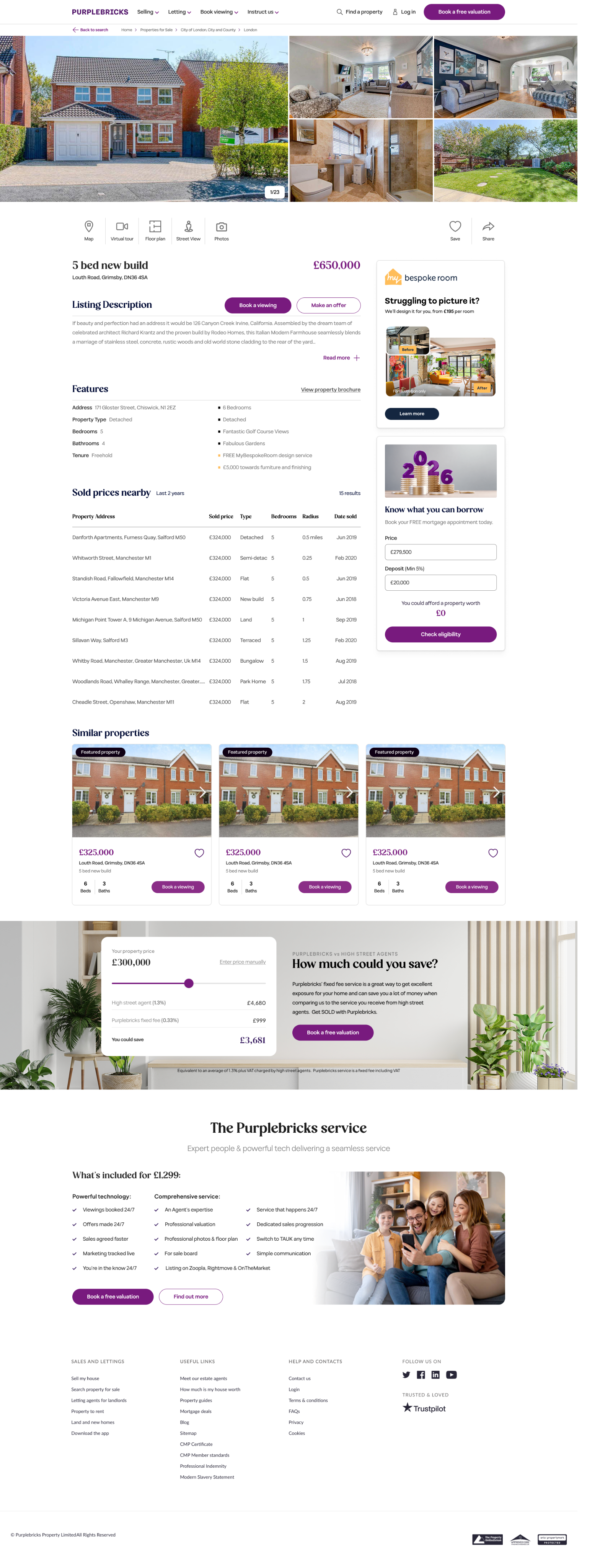 Final redesigned Purplebricks listing