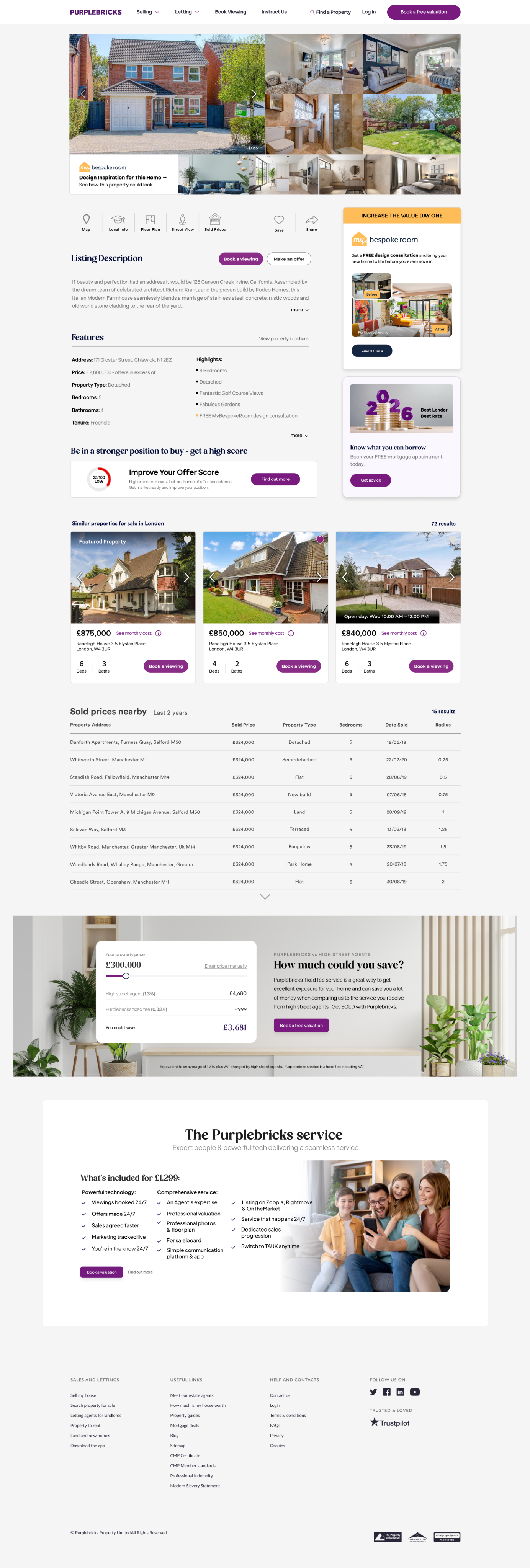 CEO mockup of a redesigned Purplebricks listing