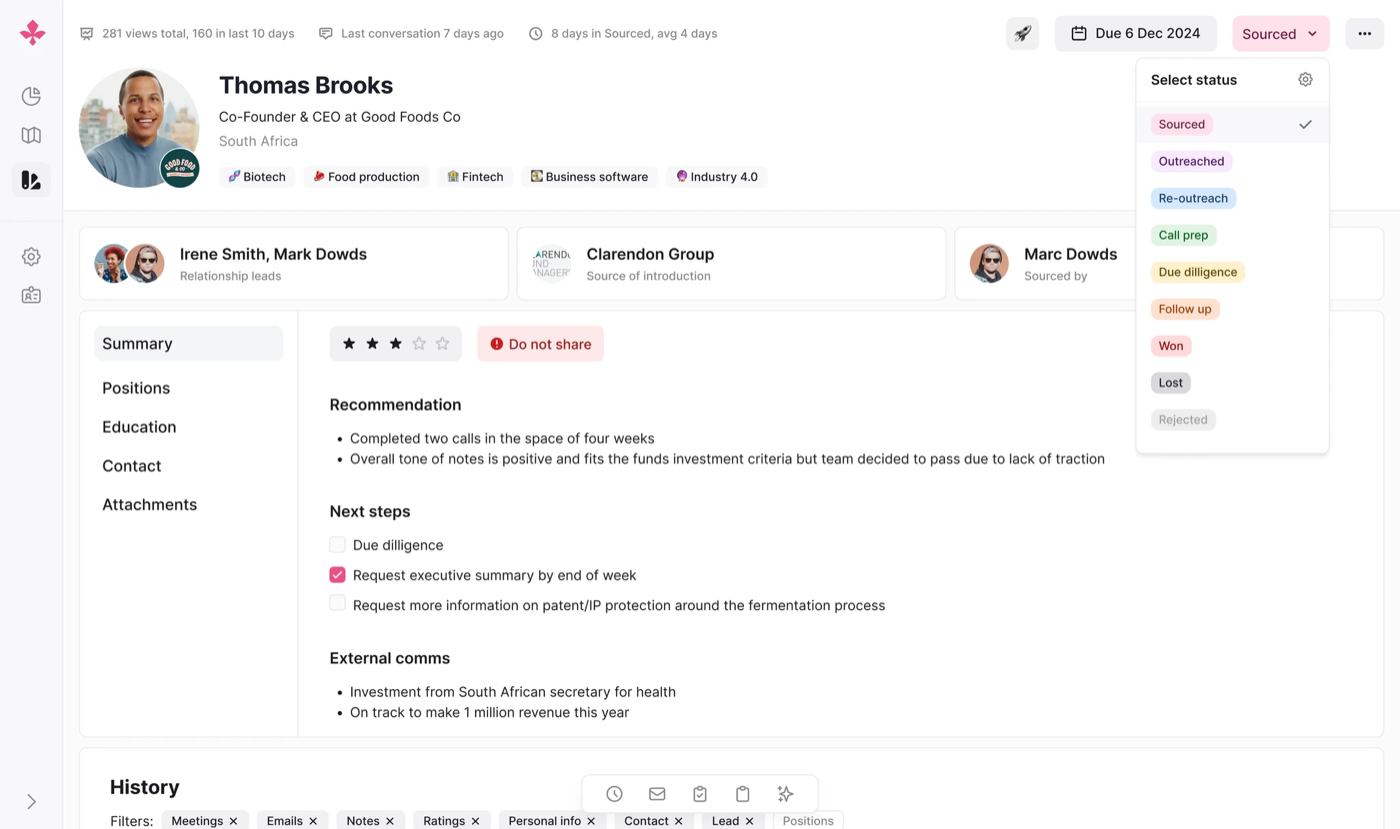 Scout profile sidebar
